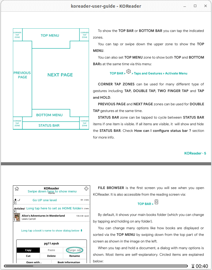 KOReader - reading screen