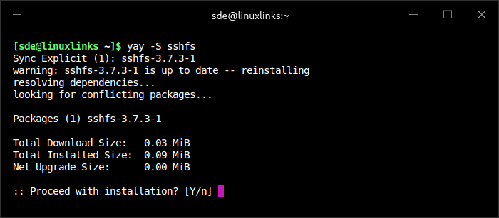 Installing SSHFS in Manjaro
